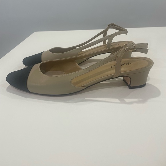 Vaneli Beige and Black Heeled Slingbacks - Picture 4 of 6